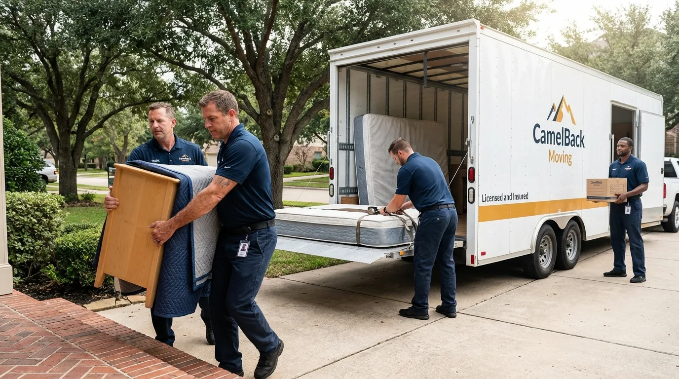 Crew loading residential truck for cross-state move from Ogdensburg, NY