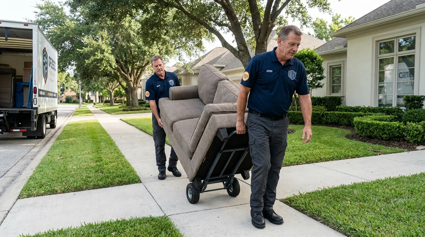 Local residential moving crew loading furniture in Ogdensburg, NY